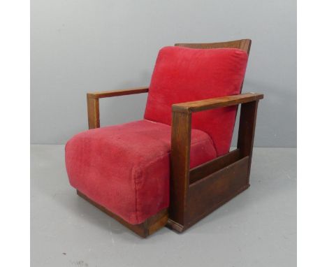 A 1920s Art Deco Modernist Heals style oak reclining lounge chair