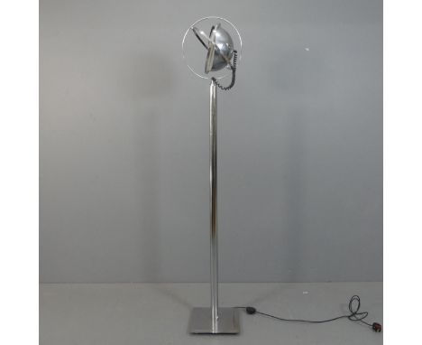 An Art Deco design 3-way planetary articulated globe floor standing lamp in the manner of Jean Damon, with LED bulb. Height 1