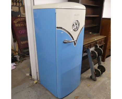 GORENJE - A special edition retro VW campervan design fridge freezer, model OBRB153BL. Width 60cm, height 153cm, depth 69cm.