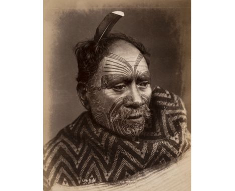 Pulman (Elizabeth, 1836-1900). Portrait of Maori Chief Hone Kanhena, Bay of Islands, New Zealand, c .1870, albumen print laid