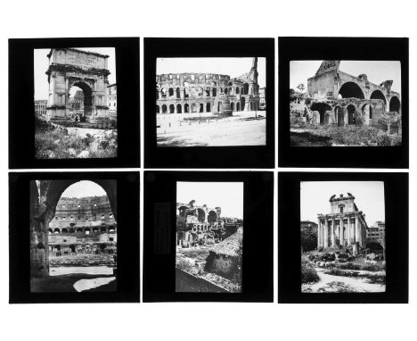Magic Lantern Slides. A group of 102 photographic magic lantern slides of Rome, early 20th century, mostly architectural view
