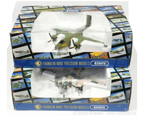 Franklin Mint Armour Collection 1/48th Scale Pair; (1) B25J 340th BG - Russells Raid - sand, dark green camouflage; (2) B11E2