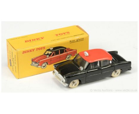 French Dinky 542 (24zt) Simca Ariane Taxi - black body, red roof, silver trim, chrome concave hubs with white smooth tyres, w