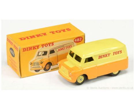 Dinky 482 Bedford 10CWT Van "Dinky Toys" - two-tone yellow, yellow ridged hubs - a couple of rubs to roof otherwise Excellent