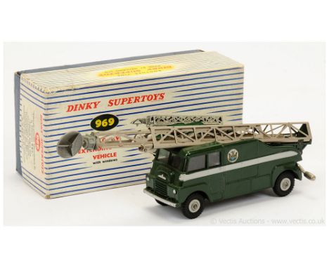 Dinky 969 Extending Mast Vehicle "BBC TV" - grey, green including side flashes and Supertoy hubs with black treaded tyres, si