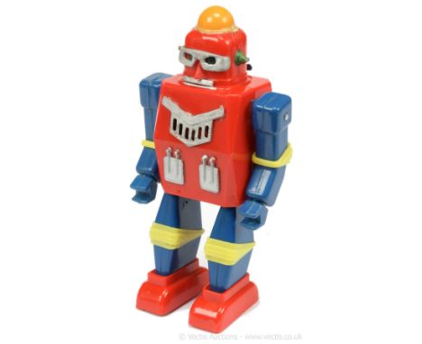 Cragstan (Hong Kong) "Mister Flash" Robot circa 1967 - scarce battery operated plastic bodied robot with red head and chest, 