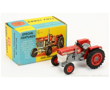 Corgi 66 Massey Ferguson 165 Tractor - grey, white, red including hubs, black steering wheel, grey seat and two hook - Near M