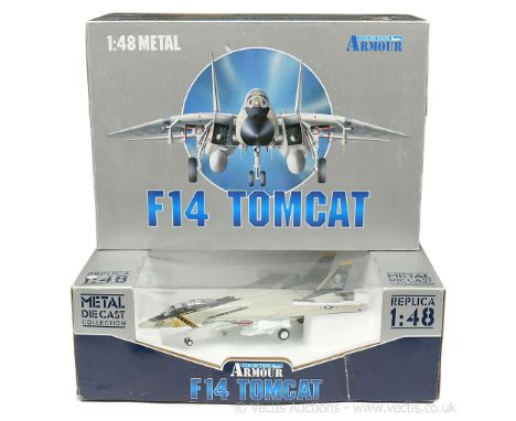 Franklin Mint Armour Collection 1/48th Scale Aircraft Pair; (1) 98036 F14 Tom Cat US Navy "Jolly Rogers"; (2) 98077 F14 Tom C