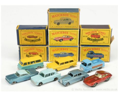 Matchbox Regular Wheels a boxed group (1) 7b Ford Anglia - pale blue body, turquoise windows, black plastic wheels with rivet