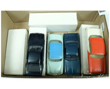 A mixed group of plastic Dealership Models (1) 1978 Dodge Monaco - Starlite blue, (2) 1982 Camaro - dark blue, (3) X-EL Produ