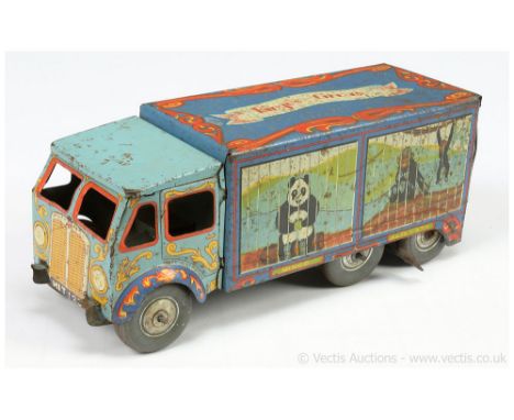 Mettoy (UK) tinplate clockwork Circus Truck - large scale scarce item circa 1950's, finished in two-tone blue with tinprinted