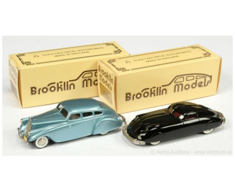 Brooklin Models 1/43 Scale Pair (1) BRK1 1933 Pierce Arrow Silver Arrow - metallic blue with white interior, (2) BRK33X 1938 