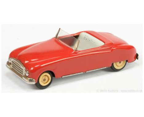 Ingap (Italy) 2-seater tinplate Sports Car - circa 1950's - red, with white interior, friction drive in working order and sir