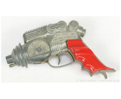 Hubley (USA) 1950's "Disintegrator Gun" - scarce diecast gun with red plastic handles produced between the mid to late 50's, 