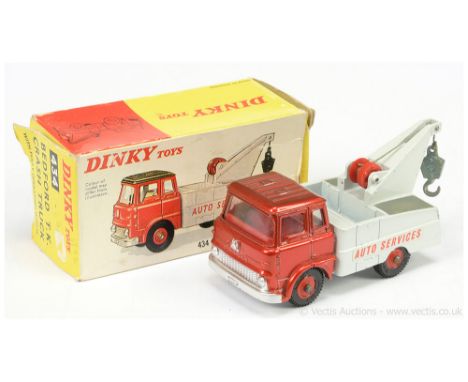 Dinky 434 Bedford TK Crash Truck "Auto Services" - metallic red cab, light grey rear body with dark grey platforms, red inter