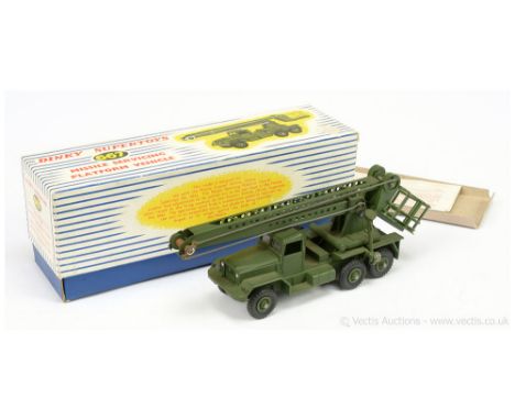 Dinky 667 Missile Servicing Platform Vehicle - military green including Supertoy hubs with black treaded tyres, green plastic