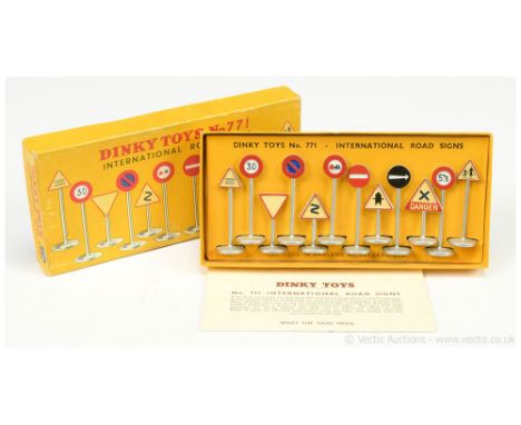 Dinky 771 "International Road Signs" 12-piece set - conditions appear generally Excellent with a Good Plus inner card stand, 