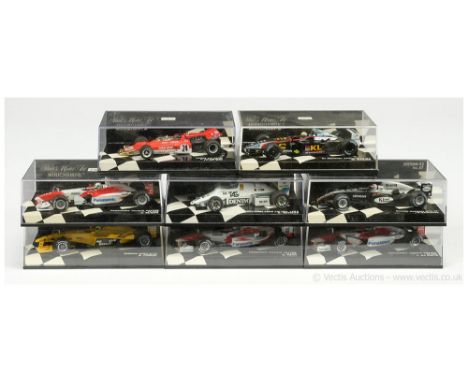 Minichamps 1/43rd scale Racing Car group to include Jordan Ford EJ13 R. Furmann; Williams Ford FW08C 1983 K. Rosberg; Panason