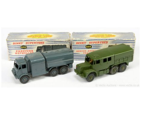 Dinky Military Pair; (1) 689 Medium Artillery Tractor - green including metal tilt and Supertoy hubs with black treaded tyres