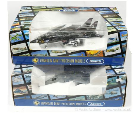 Franklin Mint Armour Collection 1/48th Scale Pair; (1) B11F020 F22 Raptor "Press to Test" - two-tone grey camouflage; (2) B11