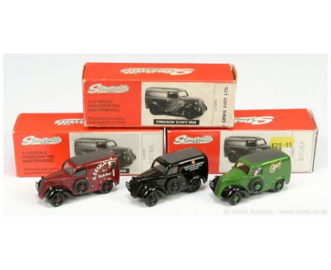 Somerville Models 1/43 Scale Group (1) Fordson 5CWT Van "Lewis East Ltd" - black, (2) similar but "Castrol" - green with blac