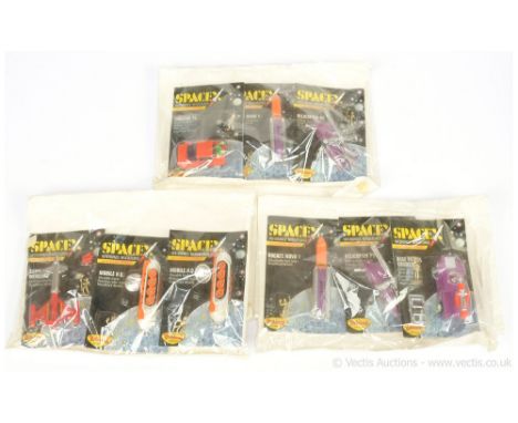 Triang SPACEX Interspace Miniatures - comprising Tractor 15, Base Patrol Vehicle, 2 x Helicopter P3, 2 x Rocket Nova 1, 2 x M