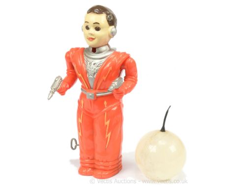 Irwin (USA) "The Man From Mars" Astronaut figure - scarce plastic example with red space suit, silver trim, gun to each hand,