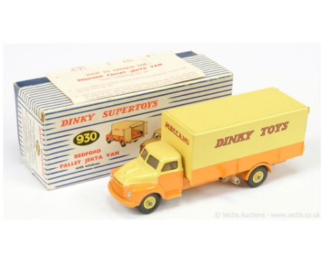 Dinky 930 Bedford Pallet Jekta Delivery Van "Dinky Toys" - two-tone yellow, yellow Supertoy hubs with black treaded tyres, 3 