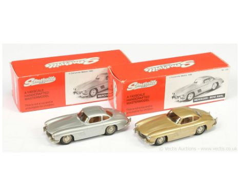 Somerville Models 1/43 Scale Pair (1) 105 Mercedes-Benz 300SL - metallic silver, tan interior, cream steering wheel, chrome s