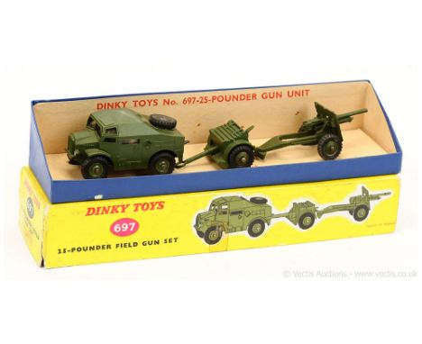 Dinky 697 Military Gift Set comprising of Artillery Tractor with windows, Ammunition Trailer &amp; Field Gun - all are milita