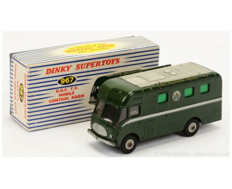 Dinky 967 "BBC TV" Mobile Control Room - green, grey roof &amp; Supertoy hubs, silver trim - Good to Good Plus, some heavy ch