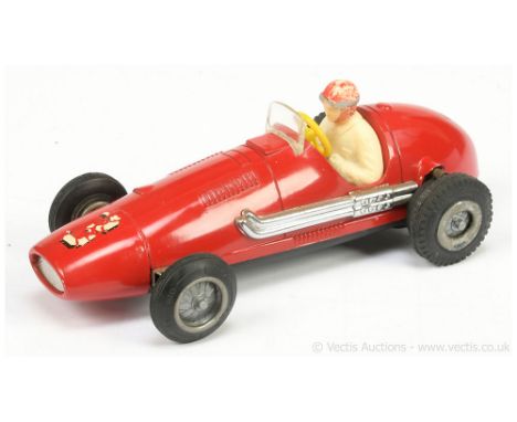 Lima (Italy) Racing Car was originally made to have friction drive to rear wheels, red plastic bodied model with driver figur