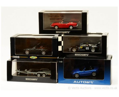 Mixed group of models to include Minichamps Car Trailer, BMW M1 Pro Car, ADAC 1000km 1996 - black, racing number 151, Fiat 85