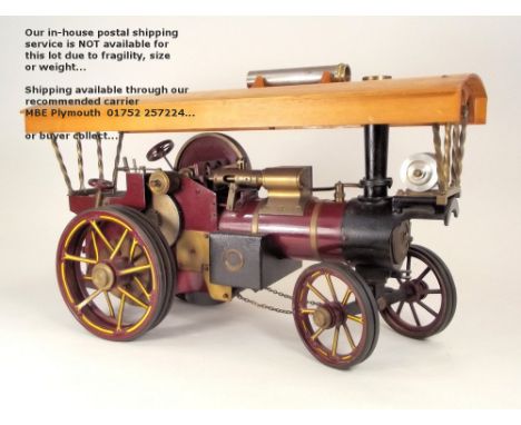 BURRELL MODEL STEAM ENGINE. A good scale model of a Burrell Agricultural Steam Traction Engine. With modification for power g