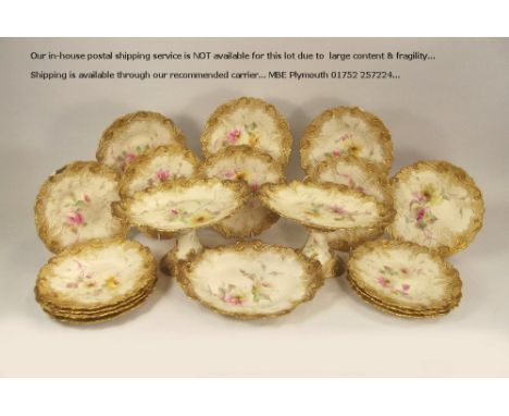 GRAINGER, WORCESTER. A Grainger Royal China Works Worcester dessert service of 18 pieces, c1899. (one comport cracked, other 