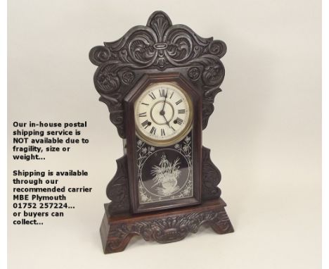 MANTLE CLOCK. An American eight day, Camden Line clock by the New Haven Clock Company Connecticut. Height 57cm.
