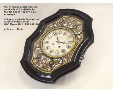 FRENCH WALL CLOCK. A French wall clock by Martin Baskett &amp; Co., Paris, with alabaster dial, enamelled numerals &amp; deco