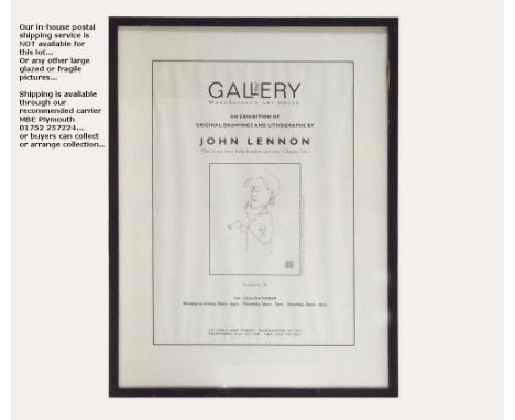 JOHN LENNON POSTER.An exhibition poster for original drawings & lithographs by John Lennon at The Gallery, Manchester's Art H