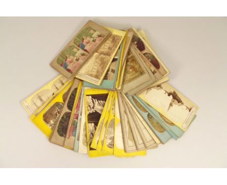STEREOVIEWS.Approximately 75 stereoviews including topographical, portrait, comical & a view of the wreck of the Queen Steame