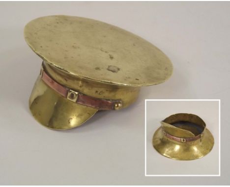 WWI TRENCH ART. A WWI trench art ash tray in the shape of a soldiers cap.