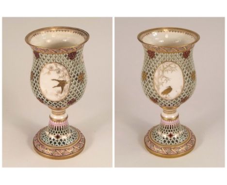 ROYAL WORCESTER.A Royal Worcester 19th century reticulated goblet, painted in the Aesthetic Movement taste. Royal Worcester b