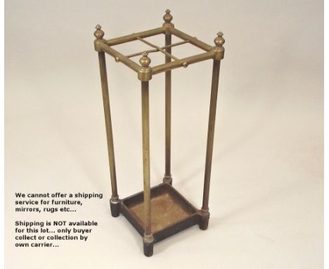 STICK STAND. A brass stick stand. Height 59cm.