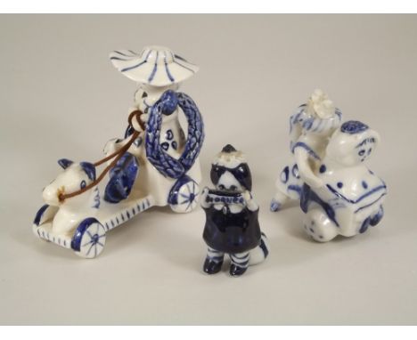 WILFRED GIBSON. A Wilfred Gibson, Falmouth, Boudica chariot figure (a.f.), painted mark &amp; No.43, one other small figure (