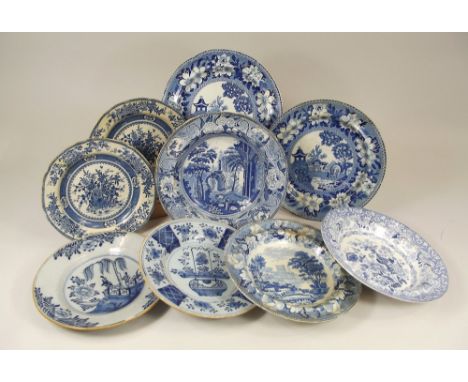 TRANSFER WARE ETC.Seven various 19th century blue & white transfer ware plates, including Netley Abbey, Florentine & other pa