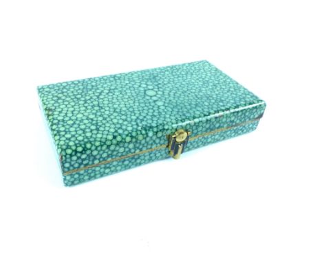 Art Deco compact case, faux shagreen covered, card holder behind the mirror, circa 1950