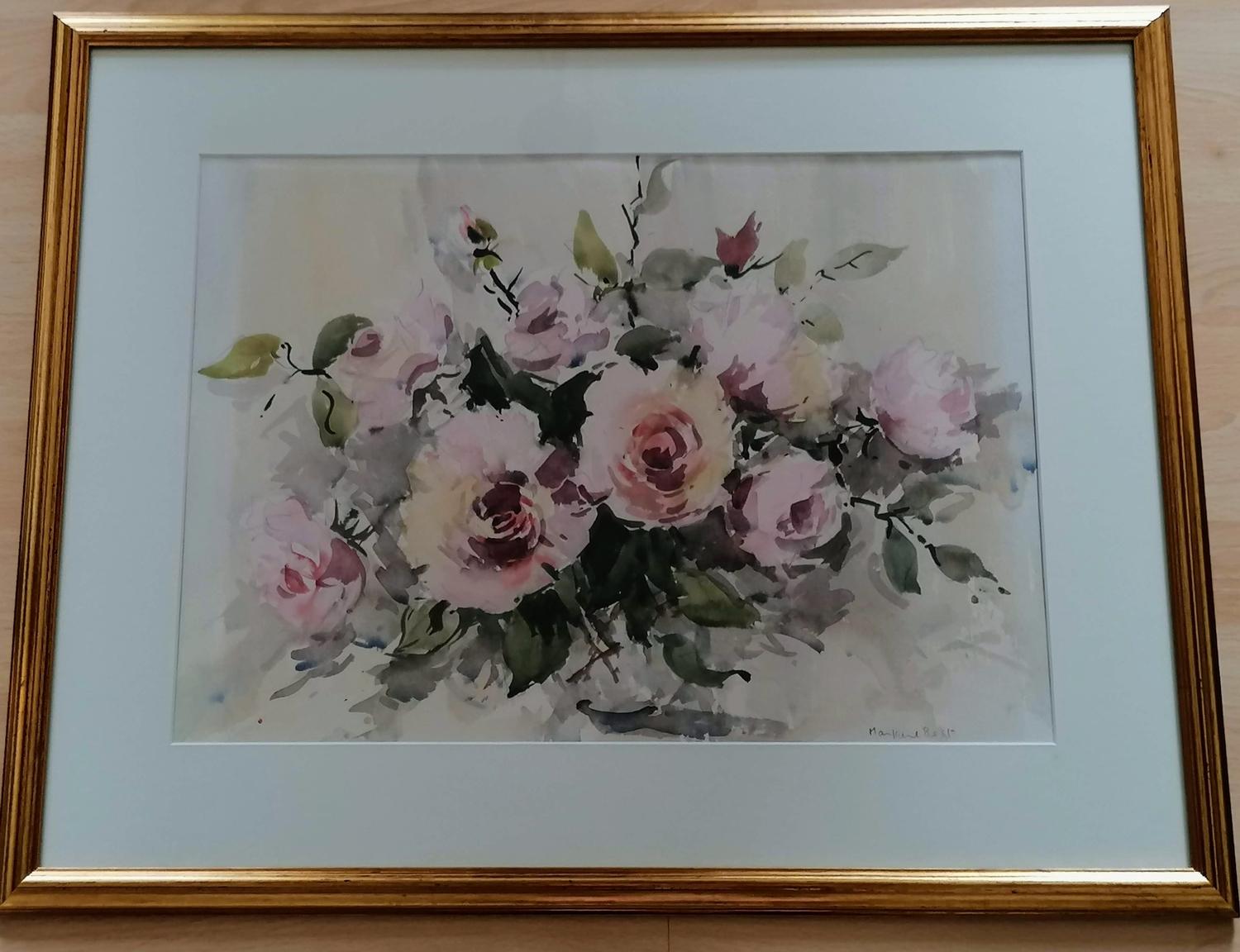 Two Marjorie Best, STILL LIFE OF FLOWERS, watercolours, framed and mounted, both signed, 35 cm x