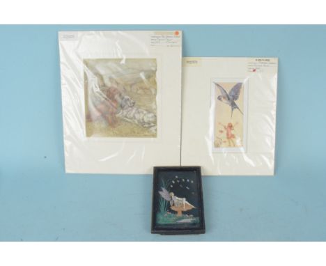 A mounted print, circa 1947 'Setters' by George Vernon Stokes 15cm x 16.5cm, a Margaret Tarrant print c1920 and a small frame