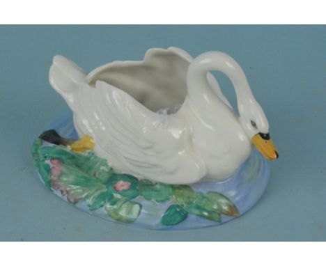 A Wilkinson Ltd Clarice Cliff pottery swan, 19cm long