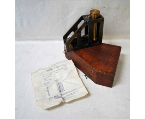 A World War 2 Artillery Clinometer, made by Pitkin of London, in its mahogany case stamped 'Pitkin London no 740 1945' with i
