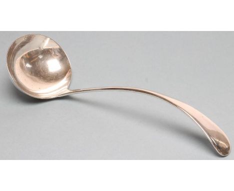 A SILVER SOUP LADLE, maker James Ramsey, Sheffield 1921, in Old English pattern, 11 1/2" long, 8ozs 3dwts (Est. plus 21% prem